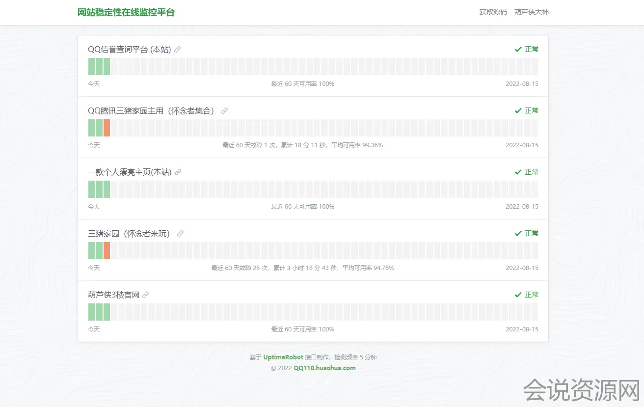 2022 网站运行状态监控html源码